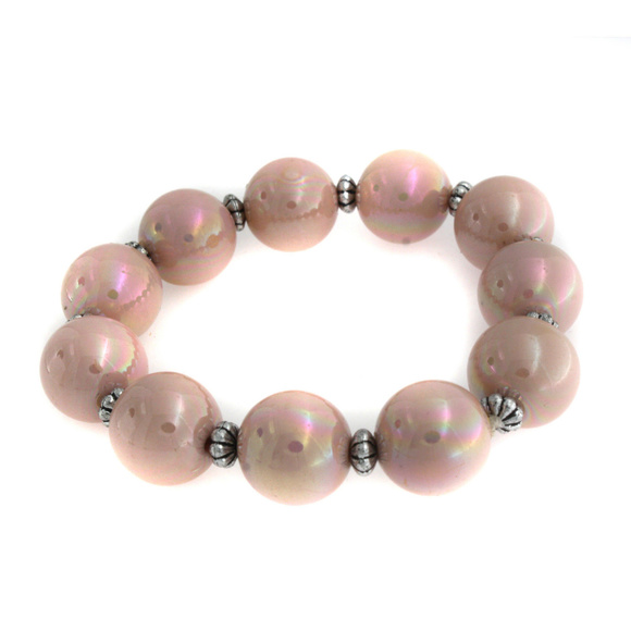 QVC Jewelry - Garold Miller 14K Gold GP Iridescent Bead bracelet